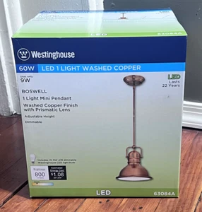 Westinghouse Boswell 1-Light Washed Copper LED Mini Pendant - Picture 1 of 6
