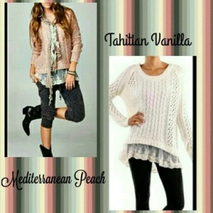 Lace sweater P.O.L. Sizes L & S Vanilla & Peach - Picture 1 of 5