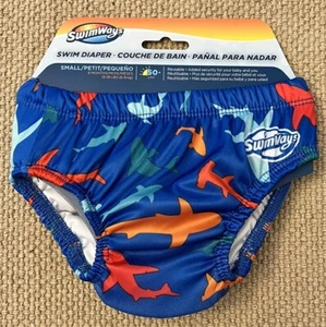 NEW! SwimWays Reusable Swim Diaper 50+ UPF Small 6M 13-18 lbs. SHARKS 🦈 - Picture 1 of 2