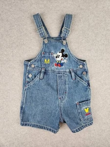 Vintage Denim Disney Mickey Shortalls Overall Baby Druckknopf Shorts Größe 18-24 Monate - Bild 1 von 16