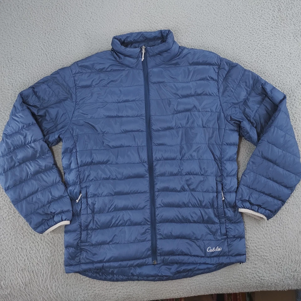 Cabela's Jacket Mens Large Blue Down Puffer Full Zip Lightweight Outdoor Hiking - Image 1 of 4