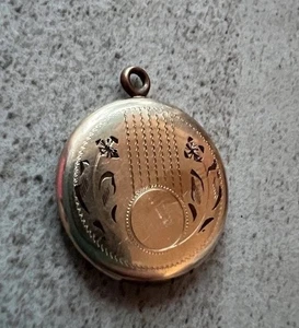 Gold Medaillon Vintage Antik Kreis geätzt 10k 3g + Gelbgold schöner Anhänger - Bild 1 von 13