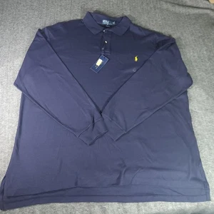Polo Ralph Lauren polo uomo 3XLT alta blu cotone manica lunga NUOVA - Foto 1 di 8