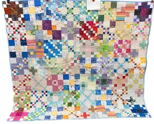 NEW HANDMADE TRIP AROUND THE WORLD QUILT 68X68" TWIN - Picture 1 of 10