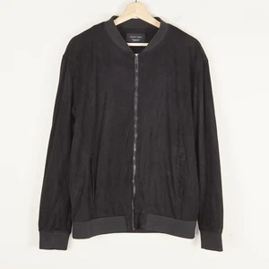Zara Full Zip Black Faux Suede Bomber Jacket Mens Sz XL - Picture 1 of 13