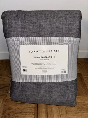 TOMMY HILFIGER Texture Gray Stripe 3PC FULL/QUEEN Comforter Set - Image 1 of 4