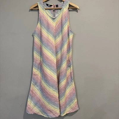 Lands End Swing Dress A Line Linen Rainbow L Petite - Image 1 of 4