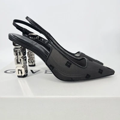 Givenchy G куб сетки черный слинга насосы 85 мм размер 36 новый с коробкой - Изображение 1 из 4