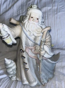 Delizie di Natale Babbo Natale in porcellana pezzo da tavola con bordo oro alto 10,5" - Foto 1 di 8