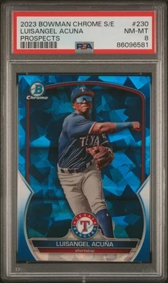 2023 BOWMAN CHROME SAPPHIRE ED PROSPECTS #230 LUISANGEL ACUNA PSA 8 - Image 1 of 2