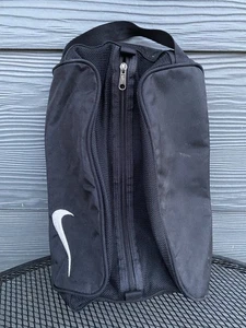 "Bolso de zapatos Nike de golf negro de colección años 90 malla Swoosh con asa con cremallera 13"" de largo" - Imagen 1 de 9