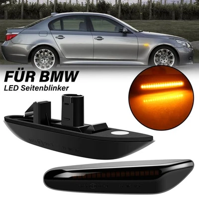 Coppia frecce laterali LED nere per BMW Serie 3 E90 E91 E92 E93 E46 Serie 5 E60 - Immagine 1 di 4