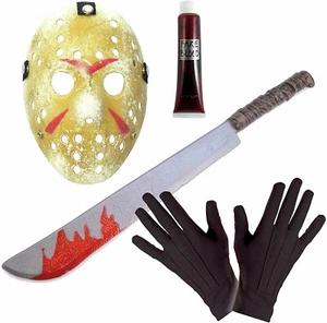 Jason Voorhees Friday the 13th Horror 3-teiliges Set, Hockeymaske Halloween gruselige Maske - Bild 1 von 3