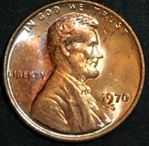 1970-S - LINCOLN MEMORIAL BACK CENT - MS BU - TONED - GREAT DETAIL - Picture 1 of 2