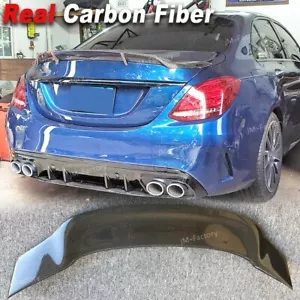 For Mercedes Benz W205 C200 C43 C63 2015-2021 Real Carbon Rear Trunk Spoiler - Foto 1 di 14
