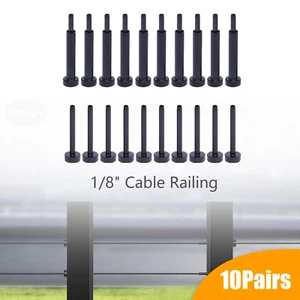 Passend für 1/8" Edelstahl Kabel Geländer 10x Schwarz Kabel Geländer Hardware Kit - Bild 1 von 20