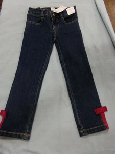 Toddler Girls Gymboree Adjustable Waist Blue Jeans With Red Bows NEW Size 4 - Picture 1 of 4
