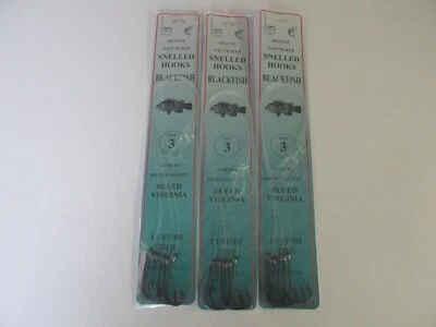 18 SNELLED FISH HOOKS TOG RIGS BLACKFISH BLUED VIRGINIA MONO LEADER 12" PICK SZ - Image 1 of 4