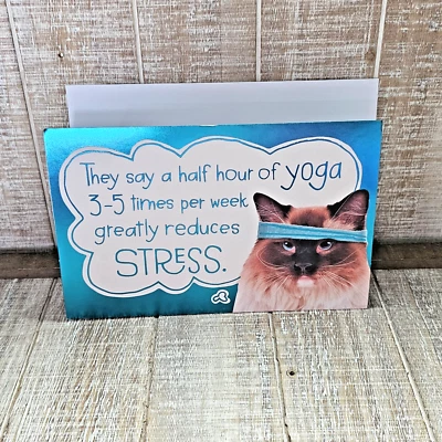 Tarjeta de cumpleaños American Greetings pop up gato yoga helado divertido azul Foto 1 de 4