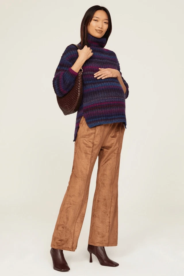 Hatch Purple Striped Maternity Sweater Oversized - Wool Blend - Image 1 of 4