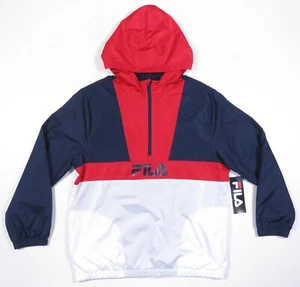 NWT Fila Spell Out Color Block Hooded 1/4 Zip Windbreaker Jacket XL - Picture 1 of 9