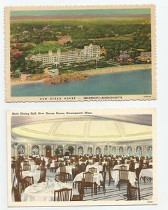 2 nuevas postales Ocean House Swampscott Massachusetts vista aérea, comedor MA - Imagen 1 de 2