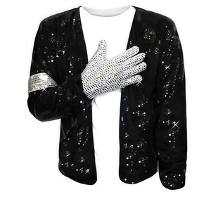 Michael Jackson Billie Jean Negro Lentejuelas Chaqueta Guante para Niños Adultos Halloween - Imagen 1 de 6