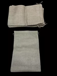 New Lot of 8 Wedding Hessian Burlap Jute Favour Gift Bags Drawstring Pouch 11x8" - Picture 1 of 2