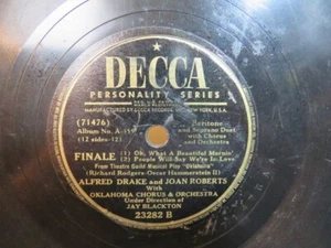 ALFRED DRAKE / JOAN ROBERTS, 78 RPM, 10" DECCA - 23282, OKLAHOMA OVERTURE, VG+, - Picture 1 of 4
