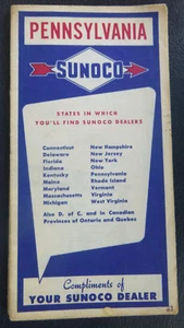 1953 Pennsylvania road map Sunoco oil gas - Picture 1 of 4