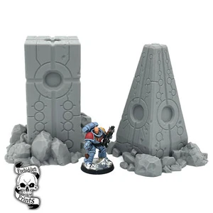 2x Alien Obelisk Rubble Magic Artifact Space Objective 28mm Wargaming Terrain - Picture 1 of 5