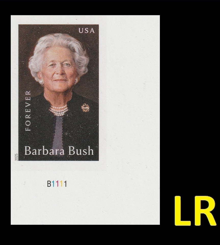 US 6022a Barbara Bush imperf plate single LR MNH 2025 - Image 1 of 1