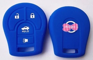 BLUE SILICONE CAR KEY COVER CASE for NISSAN MICRA X-TRAIL JUKE CUBE ROGUE NOTE - Picture 1 of 2