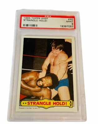 WWF Wrestling Card WWE 1985 Topps PSA 9 Strangle Hold Roddy Piper Junkyard Dog - Image 1 of 3