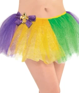 Adult OSFM Glitter Mesh Tutu Skirt Green Purple Gold Halloween Mardi Gras 457 - Picture 1 of 8
