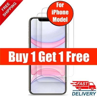 For Apple iPhone X XR 11 Pro 12 13 14 15 Genuine Tempered Glass Screen Protector - Image 1 of 4
