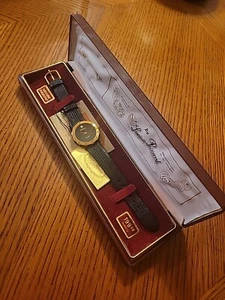 Vintage Dufonte By Lucien Piccard Quartz Watch W/Hardcover Box Genuine Diamond - Picture 1 of 10