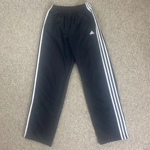 adidas Sweatpants Teen Boys XL Black 3-Stripe Straight Leg Slash Pockets - Picture 1 of 10