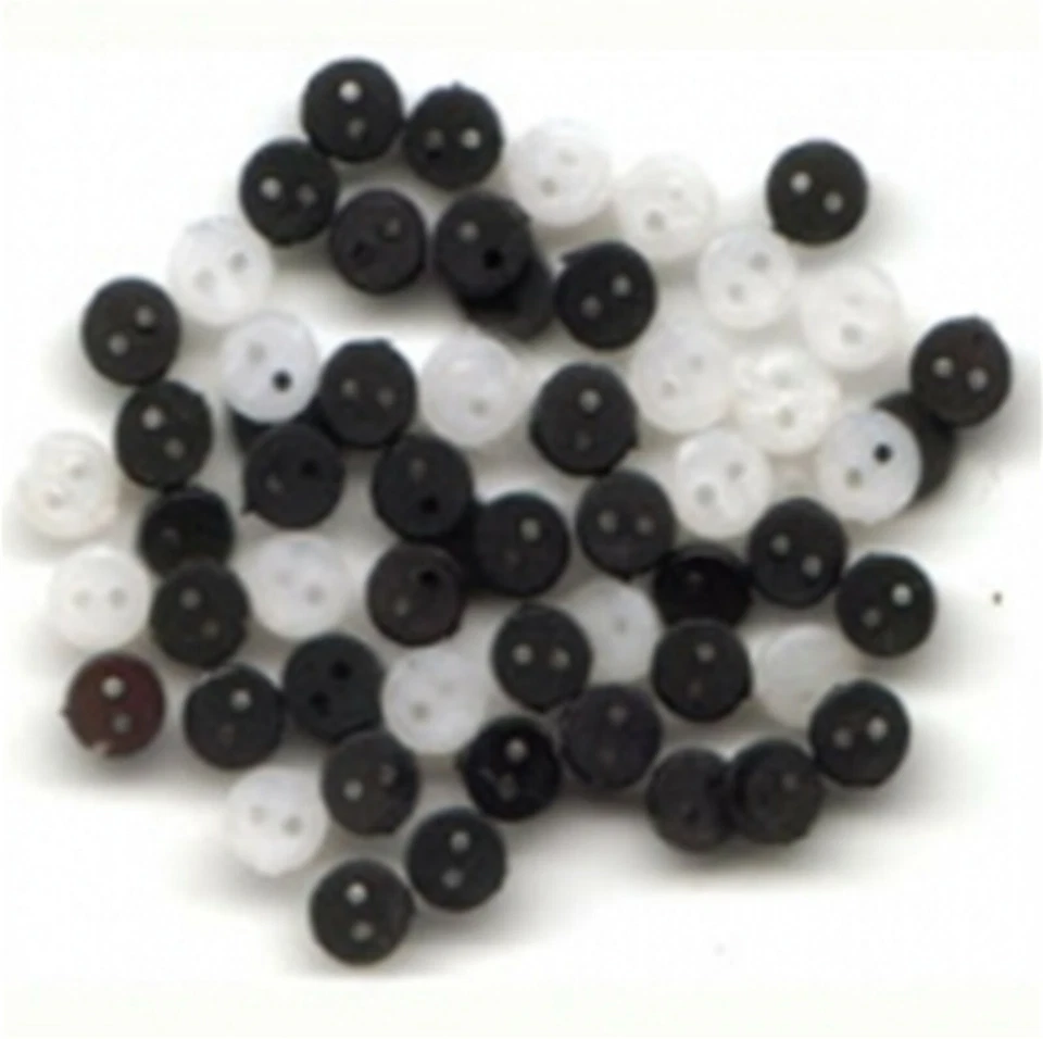BLACK & WHITE MICRO ROUND BUTTONS 2 hole Sewing Card Making Scrapbooking  - Image 1 of 1