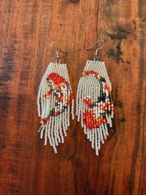 Pendientes Cuentas a Mano con Diseño Koi Goldfish y Flecos 30113 Foto 1 de 2