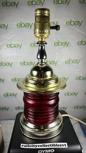 Vintage Brass Nautical Red Lamp - Decorative - 3 way control - 11 1/4” Tall - Picture 1 of 21