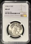 1946-S Walking Liberty Half Dollar NGC MS67 (5857866-004) White Bright & Flashy