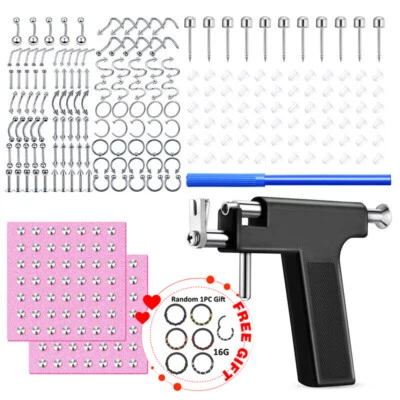 OYAFACE 208 Pcs Professional Body Piercing Gun Tool Kit Ear Nose Navel Nipple Labret Set