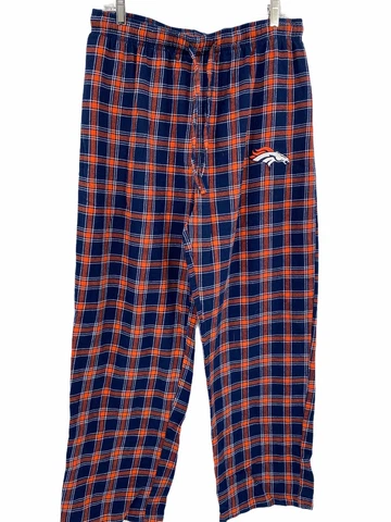 Denver Broncos Plaid Flannel PJ Pajama Lounge Pants Adult Size Medium NFL Team Cover