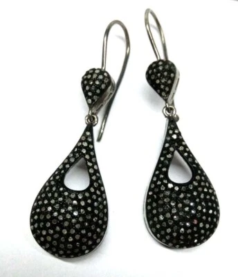Dangle Earring Natural Pave Diamond 925 Sterling Silver Fine Gift Jewelry ForHer - Image 1 of 4