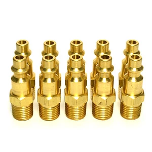 10 Industrie Massiv Messing Luftverschraubungen 1/4" NPT Stecker M Typ Stecker - Bild 1 von 6
