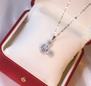 Silver Disney Mickey Mouse Titanium Pave CZ Pendant Chain Necklace - Picture 1 of 2