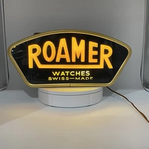 Rare Vintage 1950’s Roamer Swiss Made Watches Light Up Sign Works! Free Shipping - Picture 1 of 11