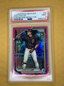 2024 Bowman Mega Box Jung-Hoo Lee #69 Chrome Pink Refractor 156/199 PSA 9 MINT - Picture 1 of 3