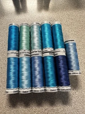 Gutermann 11 - 220 Yard Spools 100% Polyester Blue Thread Various Colors - Image 1 of 4